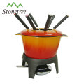 Fondue-Set aus Gusseisen-Email-Käse / Fondue aus Gusseisen